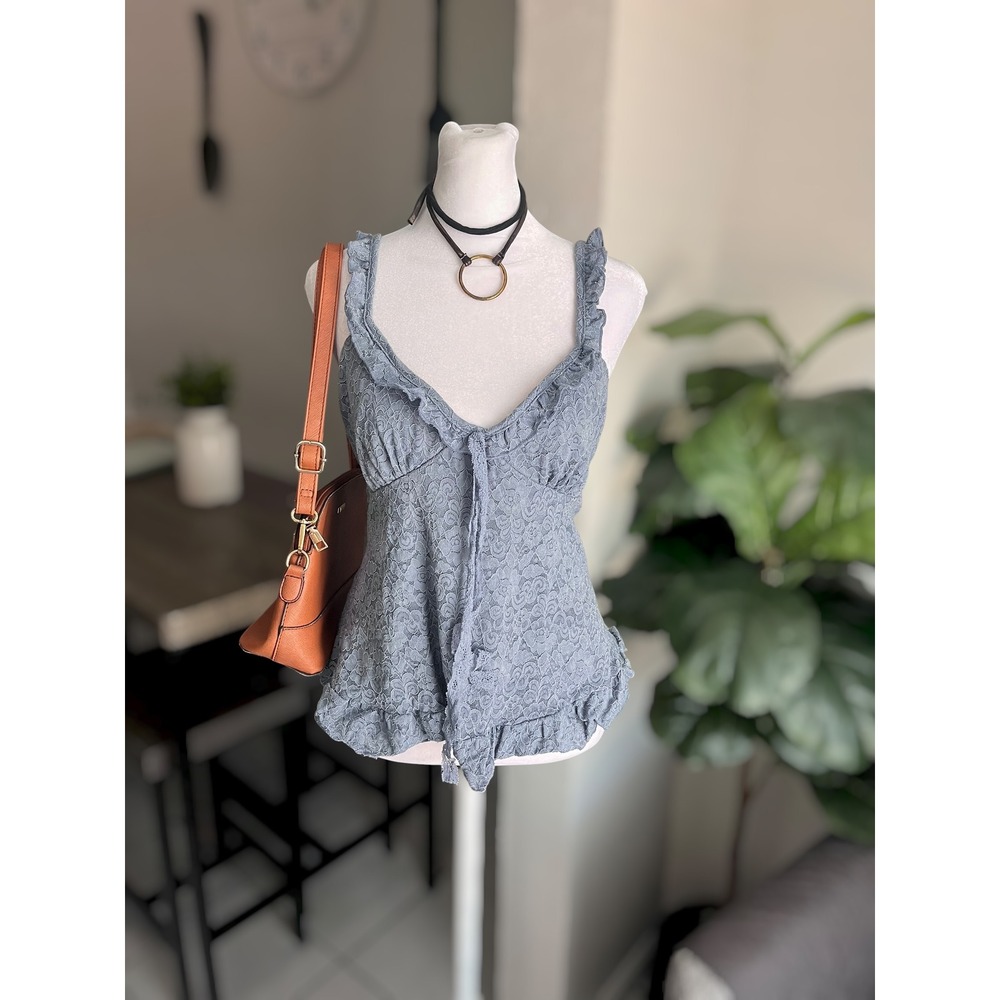 La Peche Women's XL Lace Ruffle Tank Top